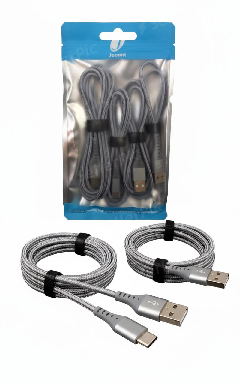 4-in-1 USB-C Cable Pack (2M/1M/0.5M) Heavy-Duty Braided Nylon
