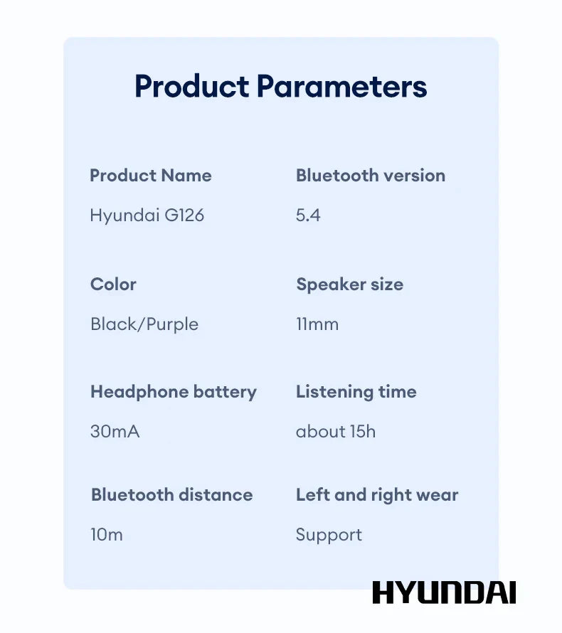 Hyundai Airkuff G126 Premium Wireless Earbuds: Crystal Sound, Long Battery, Waterproof