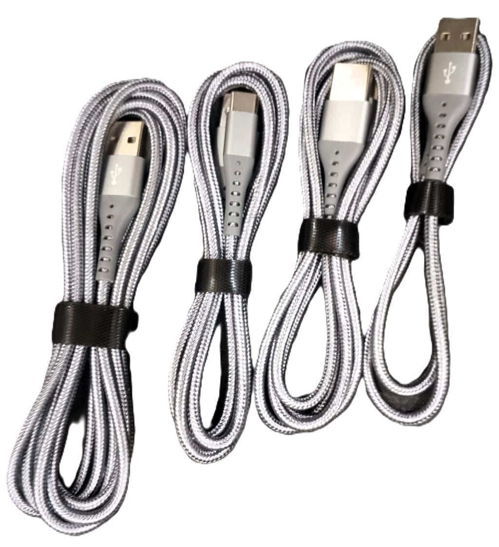 4-in-1 USB-C Cable Pack (2M/1M/0.5M) Heavy-Duty Braided Nylon