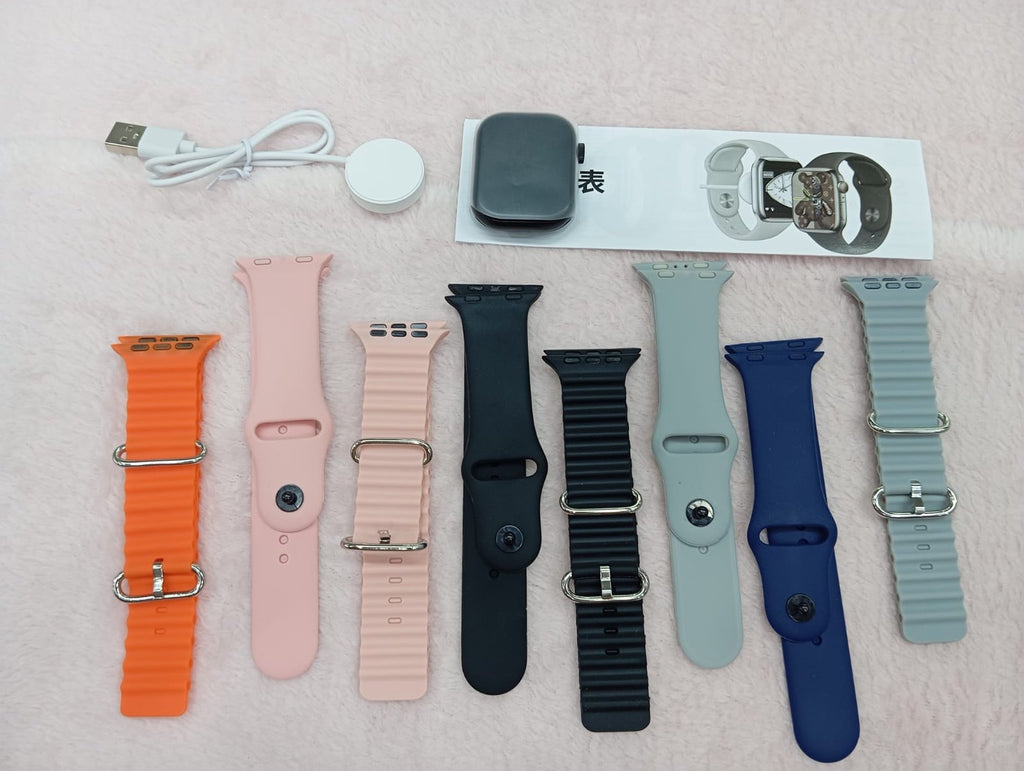 Apple series 10 Laxasfit Smart Watch with 8 straps.